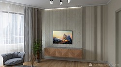 Вариант с другими стеновыми панелями о обоями.